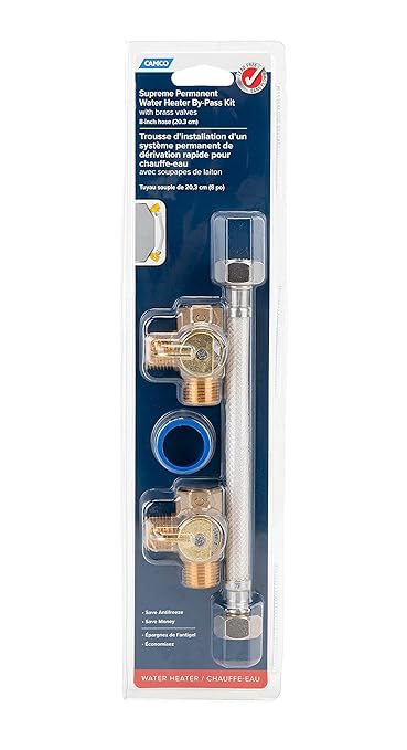 CAMCO 35953 Supreme Permanent Brass Water Heater By-Pass Kit